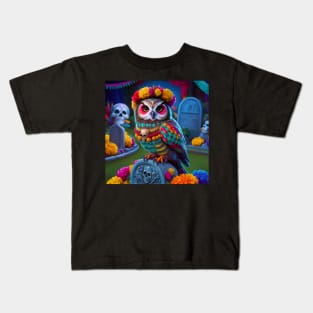 Day Of The Dead Owl Kids T-Shirt